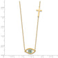 14K Polished CZ Evil Eye and Cross 18in with 2in ext. Necklace