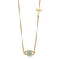 14K Polished CZ Evil Eye and Cross 18in with 2in ext. Necklace