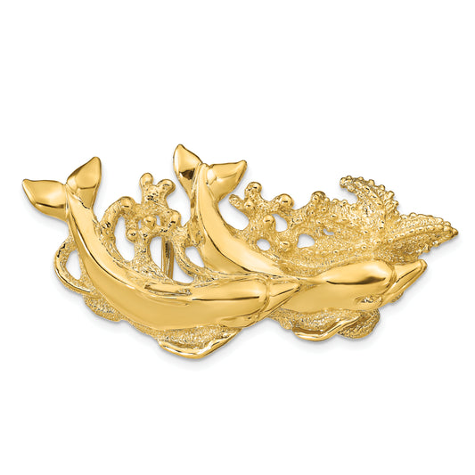 14k Dolphins with Coral Slide