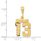 14k Small Brushed Diamond-cut Number 13 Charm