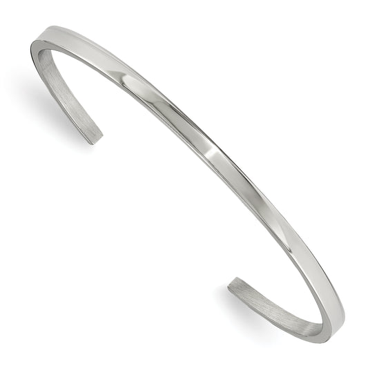 Chisel Stainless Steel Polished 3mm Cuff Bangle