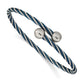 Chisel Stainless Steel Polished Blue IP-plated 3.00mm Flexible Bangle