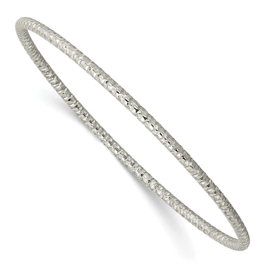 Chisel Stainless Steel Polished and Textured 2mm Slip on Bangle