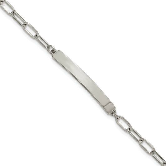Chisel Stainless Steel Polished Paperclip Link Chain 6.5 inch with 1.25 inch ID Bracelet