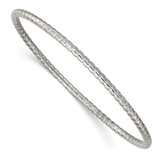 Chisel Stainless Steel Polished and Textured 3mm Bangle
