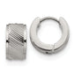 Chisel Stainless Steel Polished and Textured 7mm Hinged Hoop Earrings