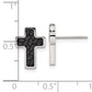 Chisel Stainless Steel Brushed Polished and Textured Black IP-plated Cross Post Earrings