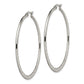 Chisel Stainless Steel Polished and Textured 50mm Diameter Hoop Earrings