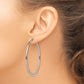 Chisel Stainless Steel Polished and Textured 50mm Diameter Hoop Earrings