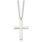 Chisel Stainless Steel Polished Large Cross Pendant on a 18 inch Cable Chain Necklace