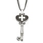 Stainless Steel Black Enamel Polished CZ Heart Cross Key Necklace
