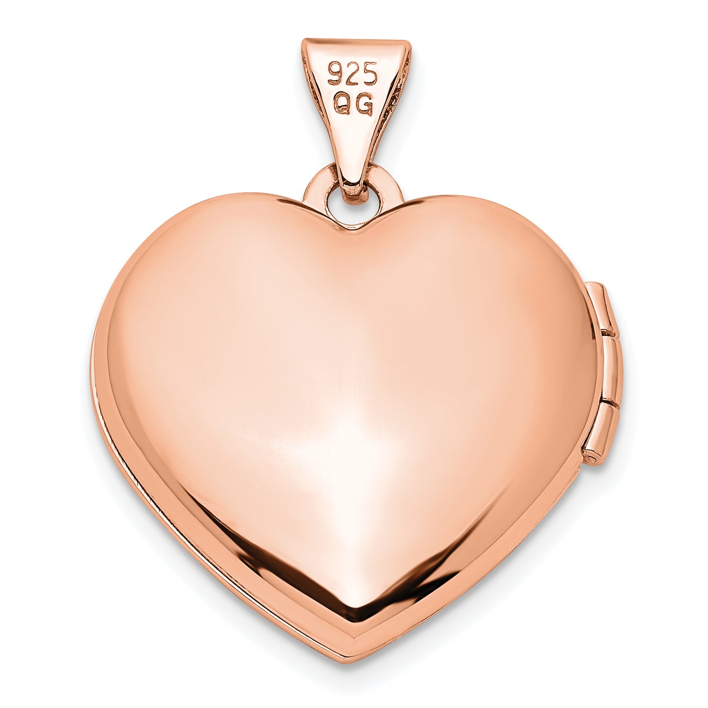 Sterling Silver Rose / Rhodium-plated Heart 18mm Locket w Diamond
