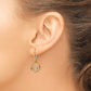 14k with Rhodium Butterfly in Circle Leverback Dangle Earrings