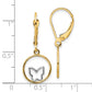 14k with Rhodium Butterfly in Circle Leverback Dangle Earrings