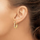 14k White and Rose Rhodium Polished Satin Diamond-cut Hoop Earrings