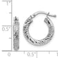 14k 3x10mm White Gold Diamond-cut Round Hoop Earrings