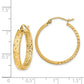 14k Satin and Polished Diamond-cut In/Out Hoop Earrings