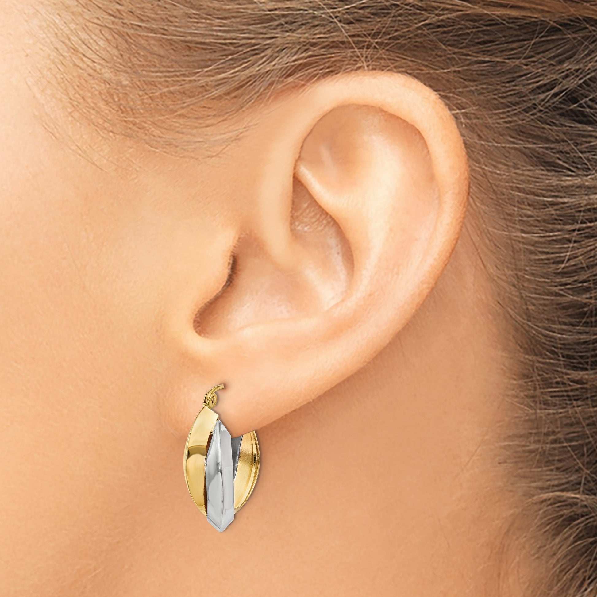 14k Two-tone Polished Knife-edge Double Hoop Earrings – AJ's Jewelers