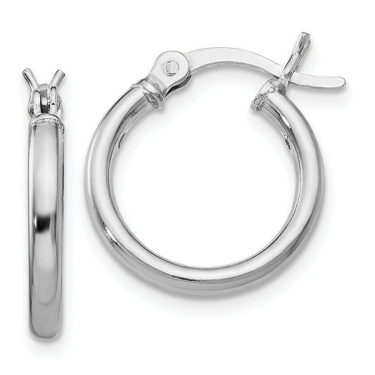 Leslie's Sterling Silver Rhodium-plated Polished Hinged Hoop Earrings