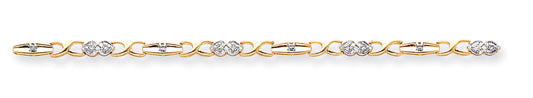 14k Two-Tone A Quality Completed Diamond Heart Tennis Bracelet