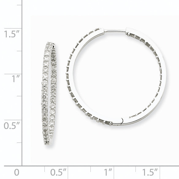 14k White Gold AA Diamond Hoop Earrings