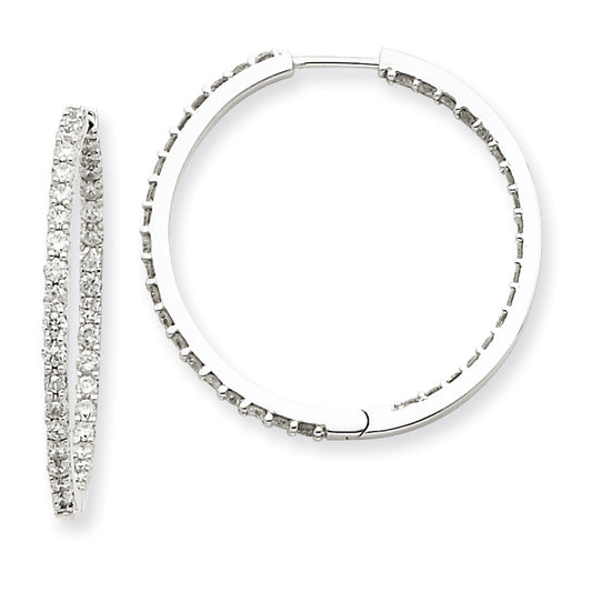 14k White Gold AA Diamond Hoop Earrings