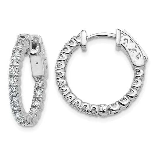 True Origin White Gold 1 carat Lab Grown Diamond VS/SI D E F Safety Clasp In and Out Hoop Earrings