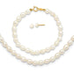 14k White FW Cultured Pearl 14 in. Necklace, 5 in. Bracelet and Earring Set