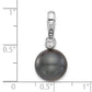 14K WG 11-12mm Round Blk Saltwater Tahitian Pearl .05ct Diamond Pendant
