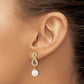 14K 7-8mm Rnd Wht Akoya Pearl and .40ct Dia Infinity Post Dangle Earrings