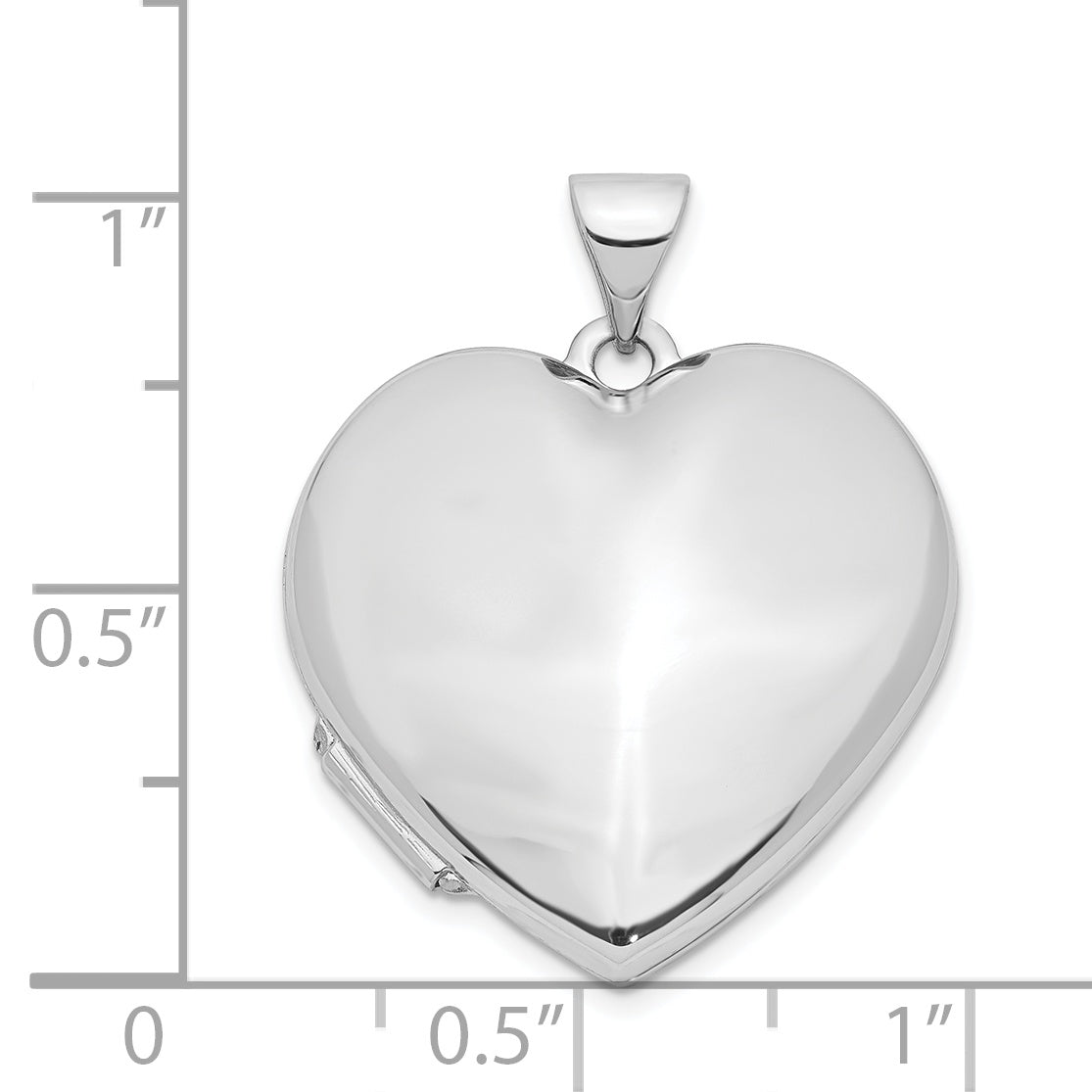 14k White Gold Polished Heart-Shaped Domed Locket