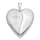14K 20mm White Gold Polished Satin with Cross Heart Locket