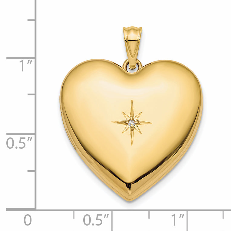 14k 24mm Diamond Star Ash Holder Heart Locket