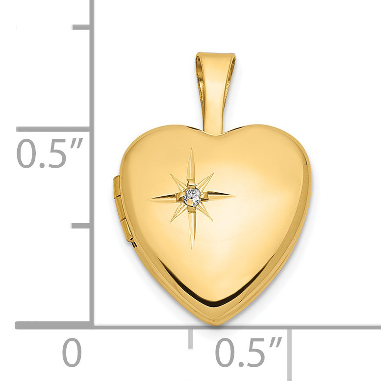 14k 12mm with .01ct. Diamond Heart Locket