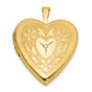 14K 20mm Polished Floral Design Diamond Heart Locket