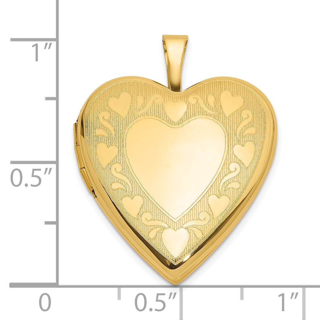 14K Textured and Polished Heart Design 20mm Heart Locket