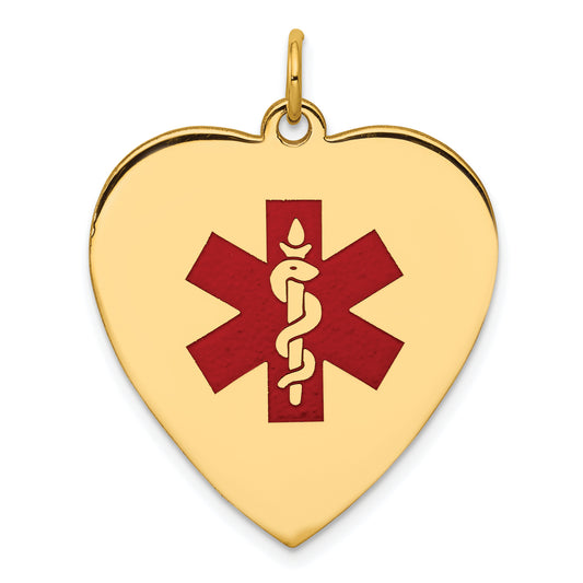 14k Heart-Shaped Enameled Medical Jewelry Pendant
