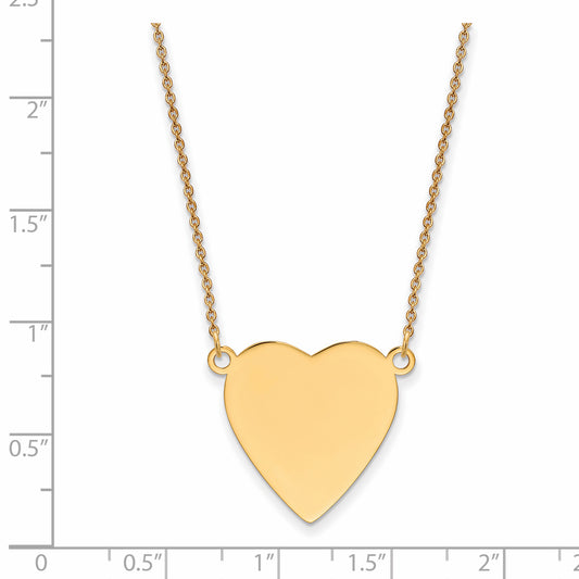 14k Plain .018 Gauge Heart Engravable Disc 18in Necklace