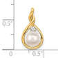 14k 7mm White Round Freshwater Cultured Pearl AA Diamond Pendant
