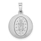 14k White Gold Polished / Satin Miraculous Medal Hollow Pendant
