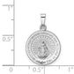 14k White Gold Polished / Satin Miraculous Medal Hollow Pendant