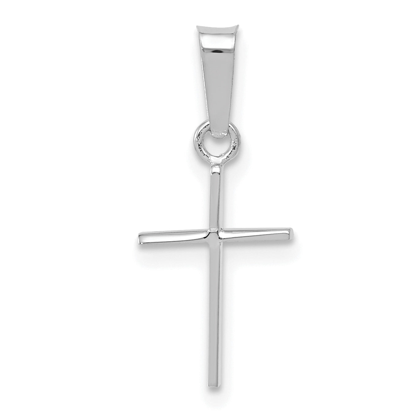 14k White Gold Polished Cross Solid Pendant