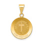 14k Polished and Satin Confirmation Medal Hollow Pendant