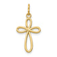 14k Gold Polished Small Ribbon Cross Pendant