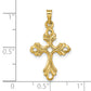 14k Polished Fleur De Lis Cross Pendant
