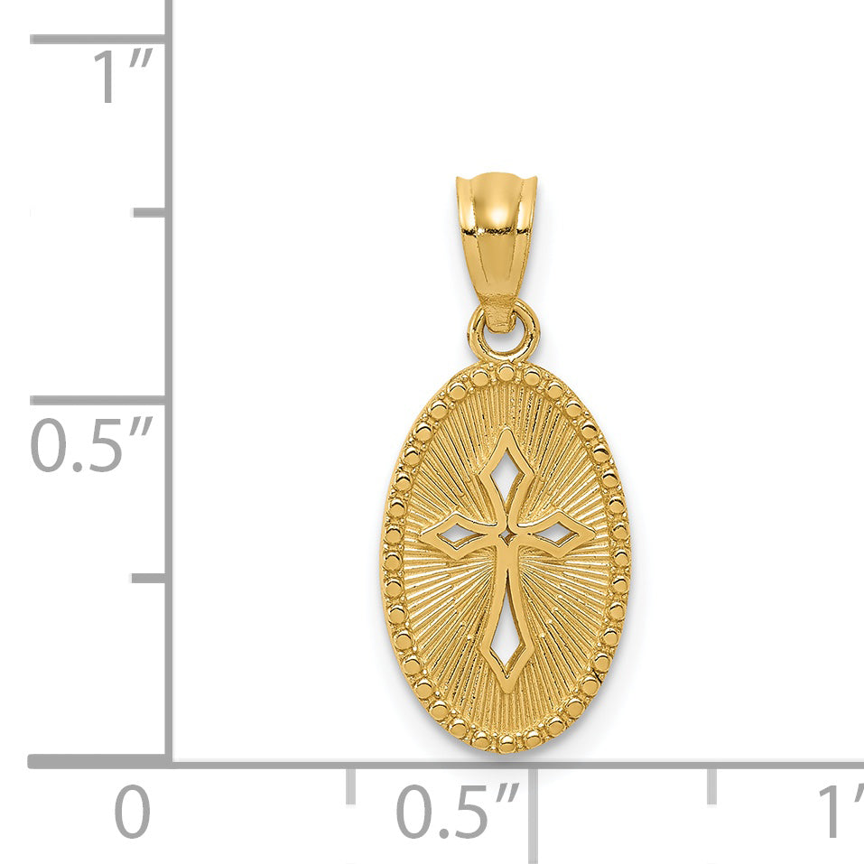 14k Gold Polished Small Cross Medal Pendant