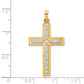 14K with Rhodium Polished and Satin Cross Pendant
