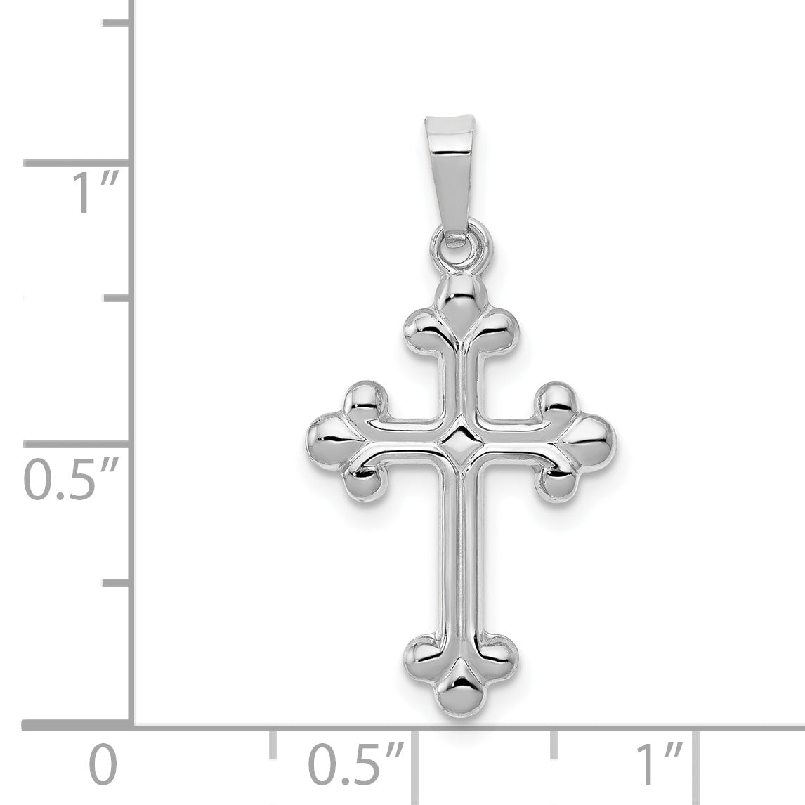 14k White Gold Polished Budded Cross Pendant