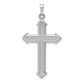 14k White Gold Polished and Textured Cross Pendant