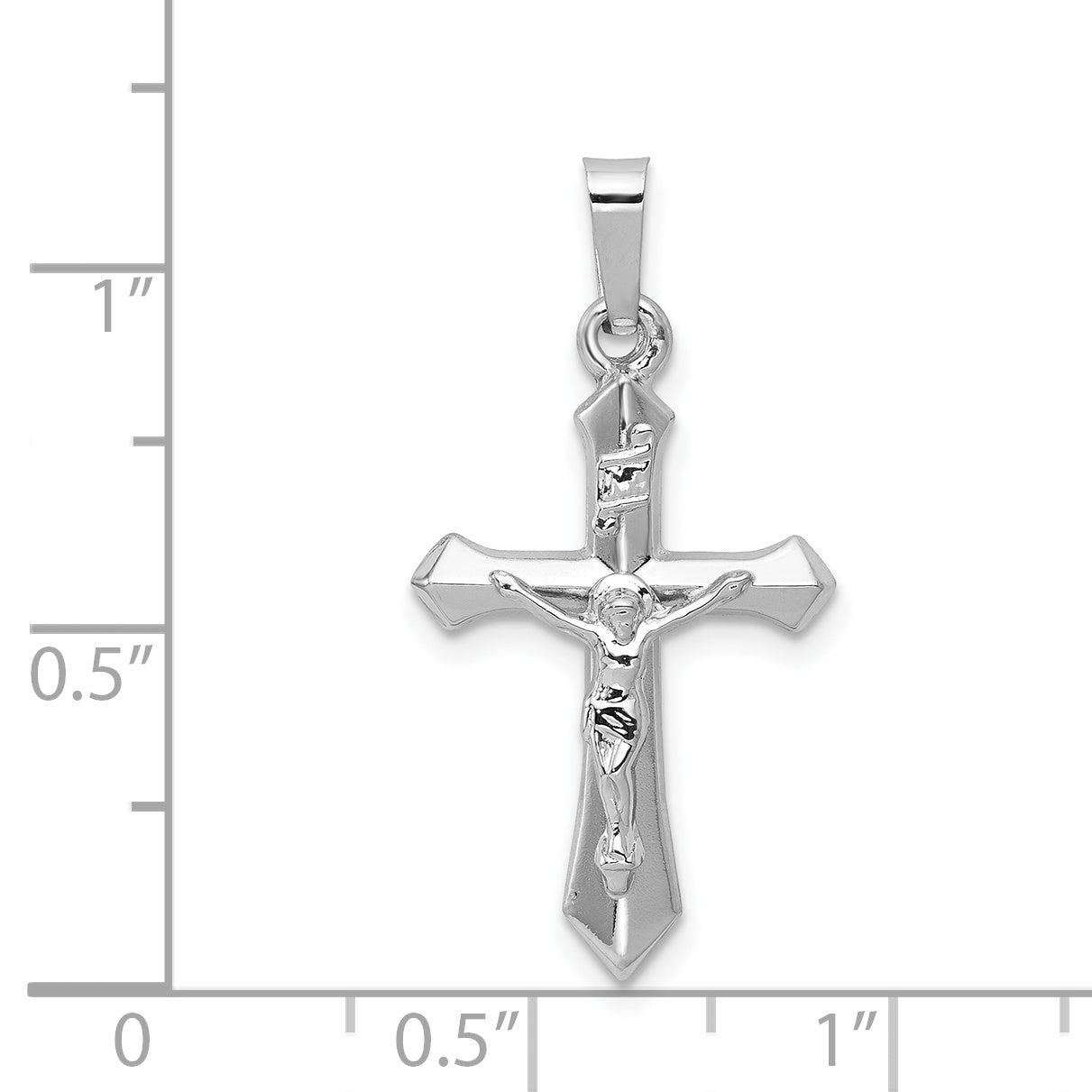 14k White Gold Polished INRI Crucifix Pendant